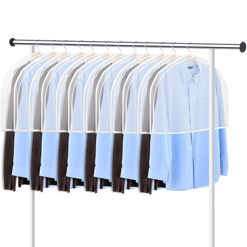 KEEGH Extra Wide Garment Shoulder Covers Bag (Set of 12) Breathable Hanging Closet Suit Organizer Keep Clothes Shoulder Clean, 2" Gusset Hold More Coats, Jackets, Dress - Image 1
